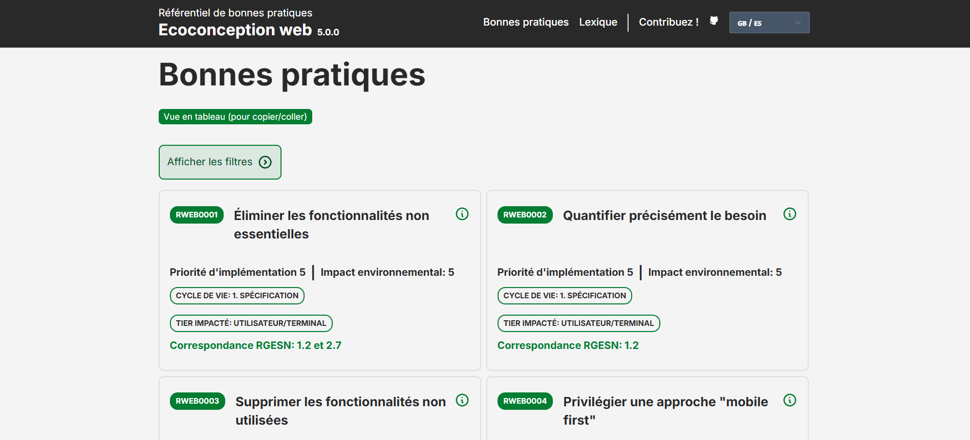 Référentiel RWEB (https://rweb.greenit.fr/fr)