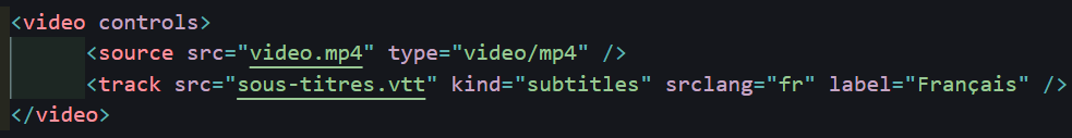 Code pour une vidéo avec des sous-titres